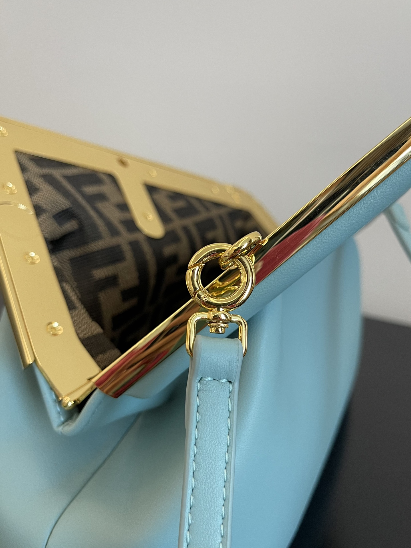 Fendi Small First Nappa Leather Shoulder Bag Sky Blue